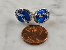 Load image into Gallery viewer, Womens Sterling Silver Modernist Blue Opal Earrings 4.4g E3166