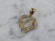 Load image into Gallery viewer, Womens 10K Yellow &amp; Rose Gold Initial Letter &quot; 0 &quot;  Heart Pendant 0.9g E3171