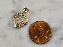 Load image into Gallery viewer, Womens 10K Yellow &amp; Rose Gold Initial Letter &quot; 0 &quot;  Heart Pendant 0.9g E3171