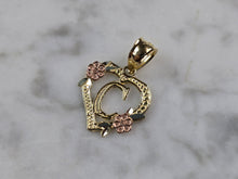 Load image into Gallery viewer, Womens 10K Yellow &amp; Rose Gold Initial Letter &quot; C &quot;  Heart Pendant 0.9g E3173