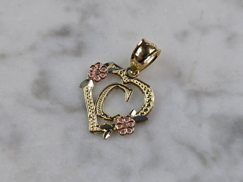 Womens 10K Yellow & Rose Gold Initial Letter 