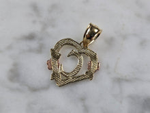 Load image into Gallery viewer, Womens 10K Yellow &amp; Rose Gold Initial Letter &quot; C &quot;  Heart Pendant 0.9g E3173