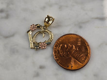 Load image into Gallery viewer, Womens 10K Yellow &amp; Rose Gold Initial Letter &quot; C &quot;  Heart Pendant 0.9g E3173