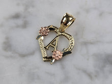 Load image into Gallery viewer, Womens 10K Yellow &amp; Rose Gold Initial Letter &quot; A &quot;  Heart Pendant 0.9g E3174