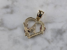 Load image into Gallery viewer, Womens 10K Yellow &amp; Rose Gold Initial Letter &quot; A &quot;  Heart Pendant 0.9g E3174