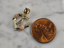 Load image into Gallery viewer, Womens 10K Yellow &amp; Rose Gold Initial Letter &quot; A &quot;  Heart Pendant 0.9g E3174
