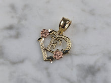 Load image into Gallery viewer, Womens 10K Yellow &amp; Rose Gold Initial Letter &quot; E &quot;  Heart Pendant 0.9g E3175