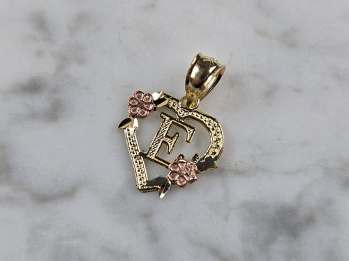 Womens 10K Yellow & Rose Gold Initial Letter 