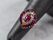 Load image into Gallery viewer, Womens Vintage Estate 14k Yellow Gold Pink Sapphire &amp; Diamond Ring 5.3g E3176