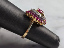 Load image into Gallery viewer, Womens Vintage Estate 14k Yellow Gold Pink Sapphire &amp; Diamond Ring 5.3g E3176