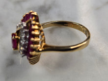 Load image into Gallery viewer, Womens Vintage Estate 14k Yellow Gold Pink Sapphire &amp; Diamond Ring 5.3g E3176