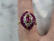 Load image into Gallery viewer, Womens Vintage Estate 14k Yellow Gold Pink Sapphire &amp; Diamond Ring 5.3g E3176