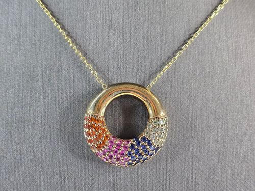 Womens Estate Sterling Silver Gold Tone Modernist Pendant Necklace 8.1g E3195