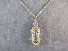 Load image into Gallery viewer, Womens Estate Sterling Silver Gold Tone Modernist Pendant Necklace 7.5g E3196