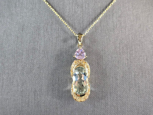 Womens Estate Sterling Silver Gold Tone Modernist Pendant Necklace 7.5g E3196