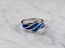 Load image into Gallery viewer, Womens Sterling Silver Modernist Blue Opal Ring 4.4g E3196