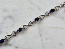 Load image into Gallery viewer, Womens Vintage Estate Sterling Silver Sapphire Modernist Bracelet 8.0g E3206