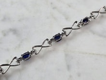 Load image into Gallery viewer, Womens Vintage Estate Sterling Silver Sapphire Modernist Bracelet 8.0g E3206