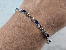 Load image into Gallery viewer, Womens Vintage Estate Sterling Silver Sapphire Modernist Bracelet 8.0g E3206