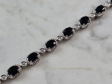 Load image into Gallery viewer, Womens Vintage Estate Sterling Silver Onyx Bracelet 16.7g E3220