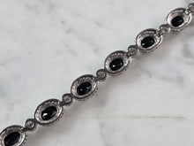 Load image into Gallery viewer, Womens Vintage Estate Sterling Silver Onyx Bracelet 16.7g E3220
