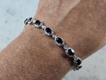 Load image into Gallery viewer, Womens Vintage Estate Sterling Silver Onyx Bracelet 16.7g E3220