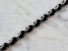 Load image into Gallery viewer, Womens Vintage Estate Sterling Silver Onyx Bracelet 16.1g E3221