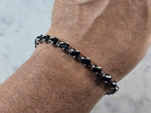 Load image into Gallery viewer, Womens Vintage Estate Sterling Silver Onyx Bracelet 16.1g E3221