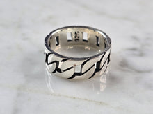 Load image into Gallery viewer, Mens Sterling Silver Modernist Cuban Link Ring 9.0g E3223
