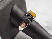 Load image into Gallery viewer, Mens Sterling Silver Modernist Tigers Eye Ring 6.2g E3225