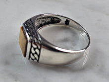 Load image into Gallery viewer, Mens Sterling Silver Modernist Tigers Eye Ring 6.2g E3225