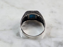 Load image into Gallery viewer, Mens Sterling Silver Modernist Turquoise Ring 6.3g E3226