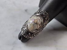 Load image into Gallery viewer, Womens Vintage Estate Sterling Silver Roman Glass PZ Israel Ring 10.2g E3231