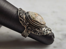 Load image into Gallery viewer, Womens Vintage Estate Sterling Silver Roman Glass PZ Israel Ring 10.2g E3231