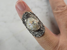 Load image into Gallery viewer, Womens Vintage Estate Sterling Silver Roman Glass PZ Israel Ring 10.2g E3231