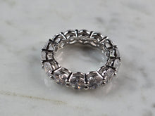 Load image into Gallery viewer, Womens Vintage Estate Sterling Silver Modernist CZ Eternity Ring 5.8g E3243
