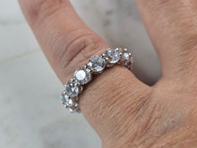 Load image into Gallery viewer, Womens Vintage Estate Sterling Silver Modernist CZ Eternity Ring 5.8g E3243