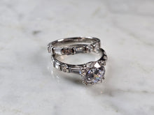 Load image into Gallery viewer, Womens Vintage Estate Sterling Silver Modernist CZ Ring Set 6.8g E3245
