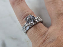 Load image into Gallery viewer, Womens Vintage Estate Sterling Silver Modernist CZ Ring Set 6.8g E3245