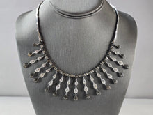 Load image into Gallery viewer, Womens Vintage Sterling Silver Victorian Style CZ Fringe Necklace 41.1g E3249