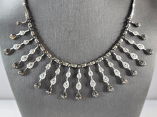 Load image into Gallery viewer, Womens Vintage Sterling Silver Victorian Style CZ Fringe Necklace 41.1g E3249