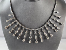 Load image into Gallery viewer, Womens Vintage Sterling Silver Victorian Style CZ Fringe Necklace 41.1g E3249