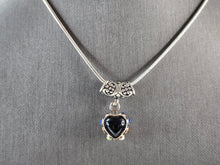 Load image into Gallery viewer, Womens Estate Sterling Silver Onyx Heart Slide Pendant Necklace 13.2g E3273
