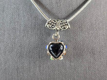 Load image into Gallery viewer, Womens Estate Sterling Silver Onyx Heart Slide Pendant Necklace 13.2g E3273