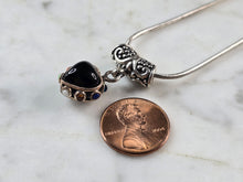 Load image into Gallery viewer, Womens Estate Sterling Silver Onyx Heart Slide Pendant Necklace 13.2g E3273