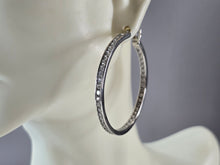 Load image into Gallery viewer, Womens Vintage Estate Sterling Silver CZ Hoop Earrings 9.5g E3285