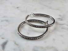 Load image into Gallery viewer, Womens Vintage Estate Sterling Silver CZ Hoop Earrings 9.5g E3285