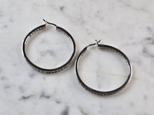 Load image into Gallery viewer, Womens Vintage Estate Sterling Silver CZ Hoop Earrings 9.5g E3285