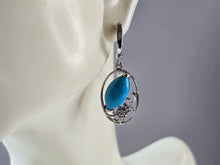 Load image into Gallery viewer, Womens Vintage Estate Sterling Silver Turquoise Earrings 5.8g E3289