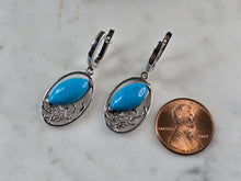 Load image into Gallery viewer, Womens Vintage Estate Sterling Silver Turquoise Earrings 5.8g E3289